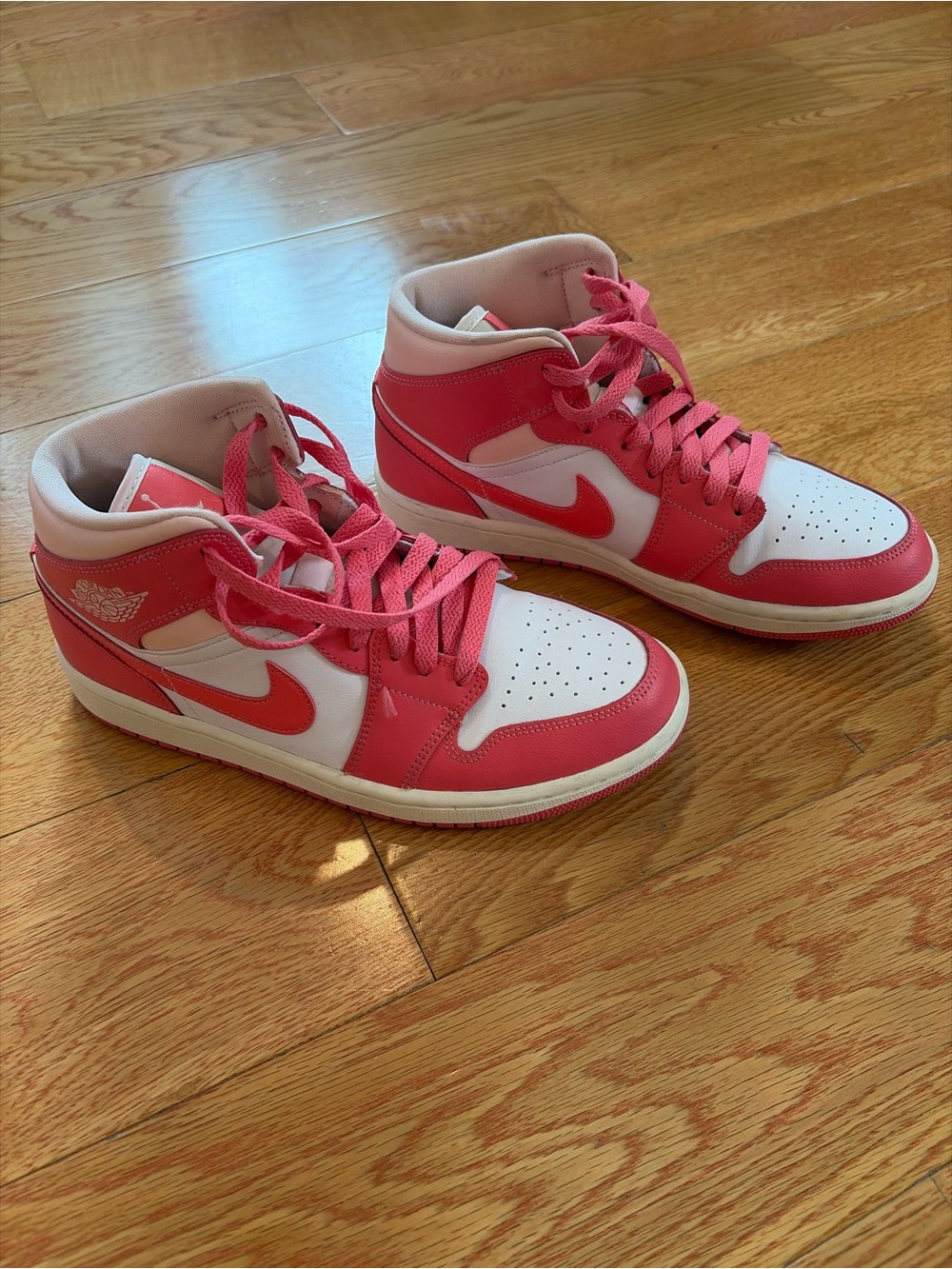 Nike Women’s Mid-Top Sneakers in Pink and White Jordans